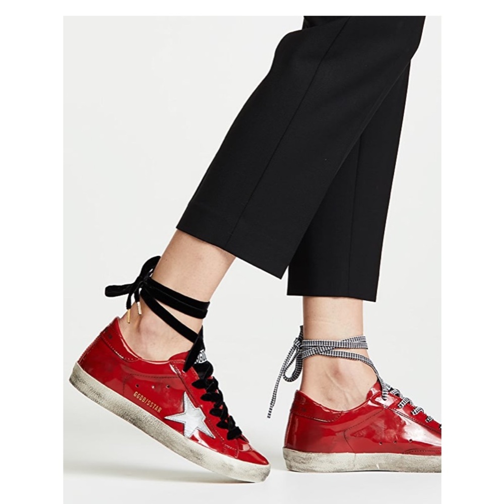 Golden Goose Red Sneakers with Silver Star